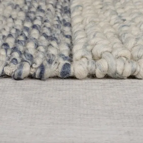 Patchwork Rug Hand Crafted - Blue, Wool Blend