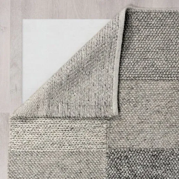 Patchwork Rug Hand Crafted - Grey, Wool Blend