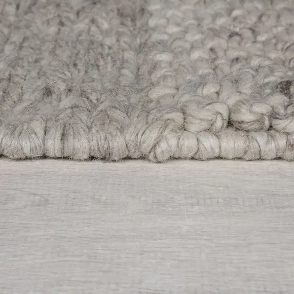 Patchwork Rug Hand Crafted - Grey, Wool Blend