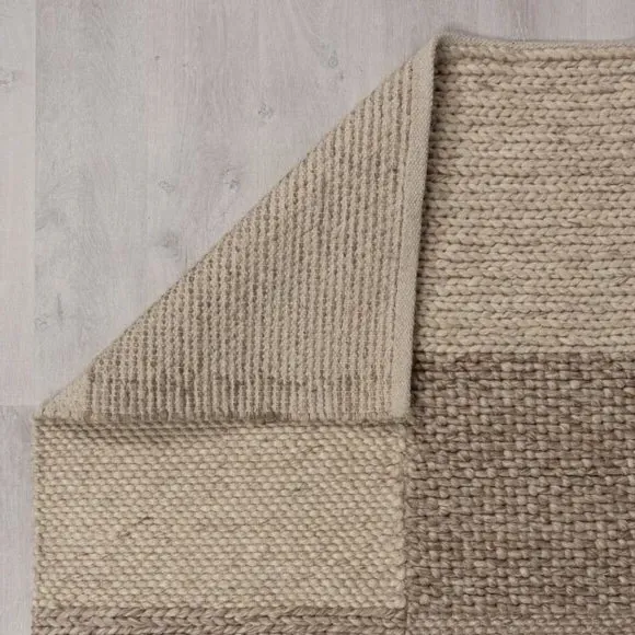 Patchwork Rug Hand Crafted - Natural, Wool Blend