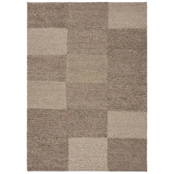 Patchwork Rug Hand Crafted - Natural, Wool Blend