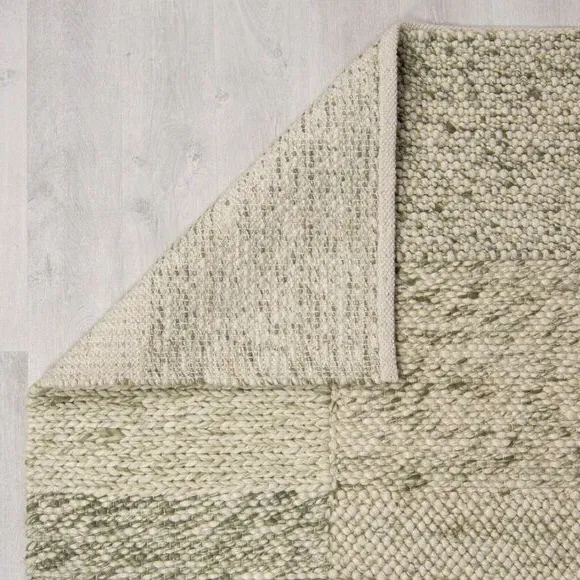 Patchwork Rug Hand Crafted - Olive, Wool Blend