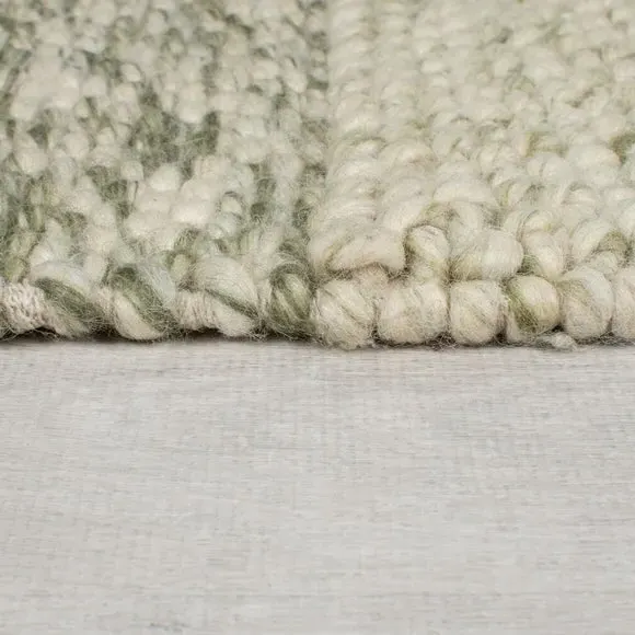 Patchwork Rug Hand Crafted - Olive, Wool Blend