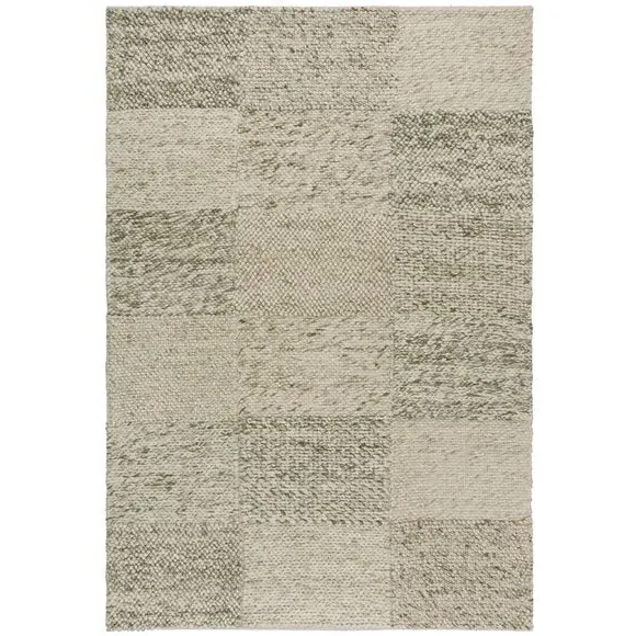 Patchwork Rug Hand Crafted - Olive, Wool Blend