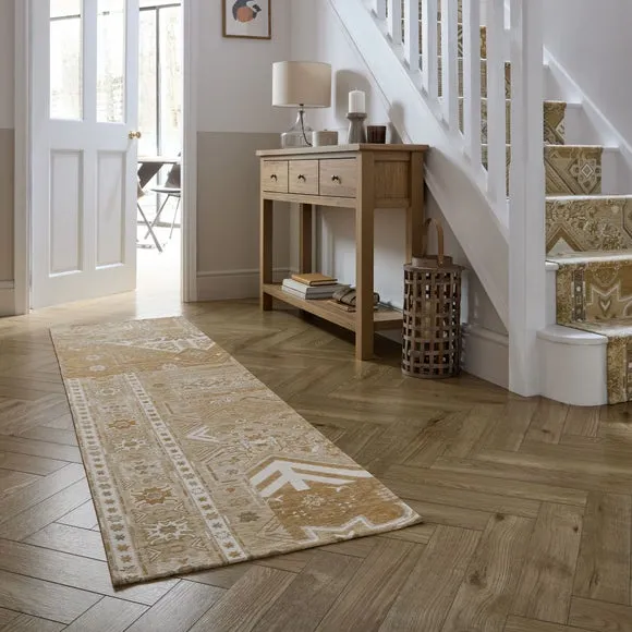 Patchwork Runner Rug - Natural, Chenille