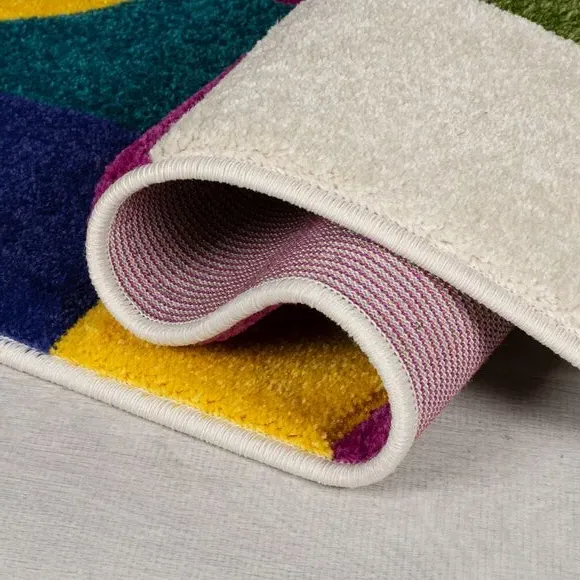 Patchwork Stripe Runner Rug - Multicoloured