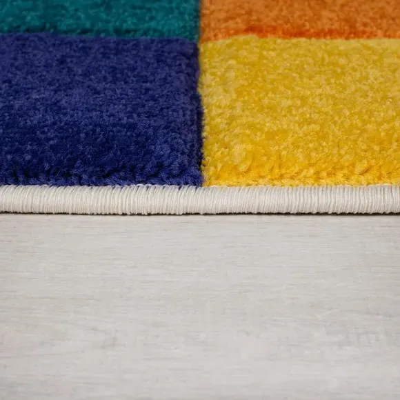 Patchwork Stripe Runner Rug - Multicoloured