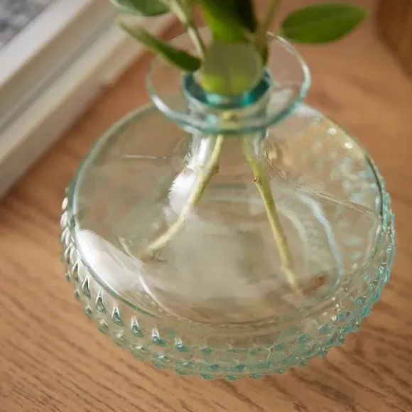 Patterned Bud Vase - Green, Recycled Glass