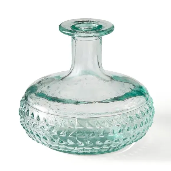 Patterned Bud Vase - Green, Recycled Glass