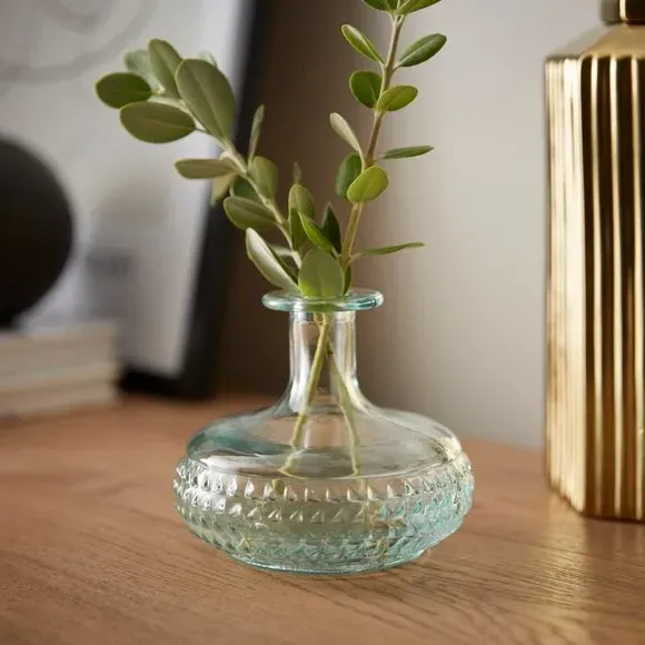 Patterned Bud Vase - Green, Recycled Glass image