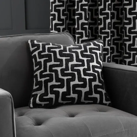 Patterned Cushion with Feather Fill - Charcoal image