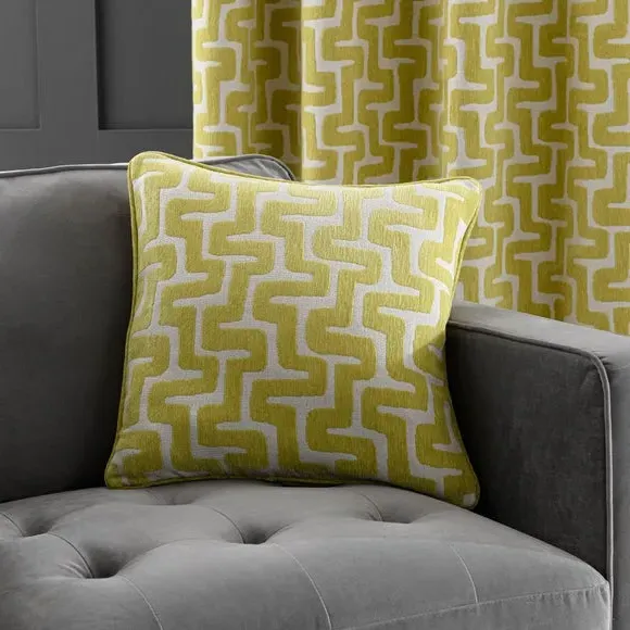 Patterned Cushion with Feather Fill - Chartreuse image