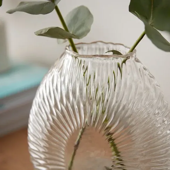 Patterned Glass Vase - Clear, Recycled Glass