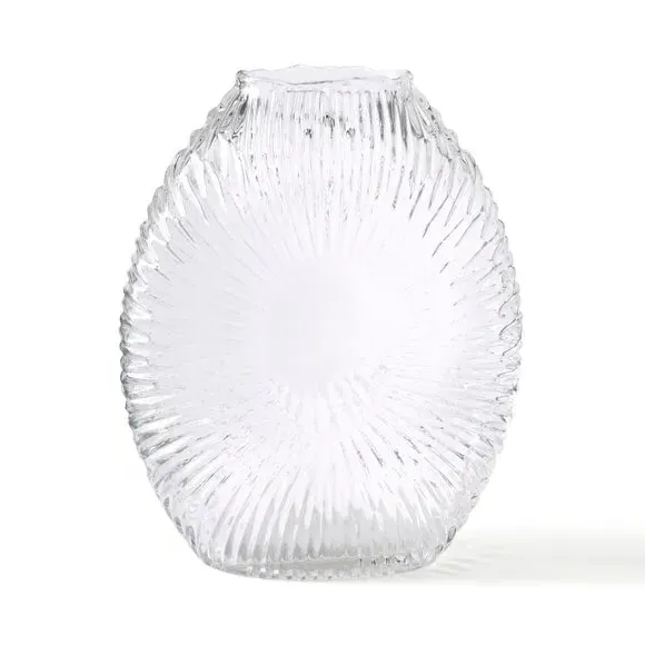 Patterned Glass Vase - Clear, Recycled Glass