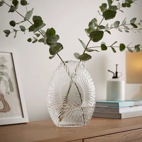 Patterned Glass Vase - Clear, Recycled Glass image
