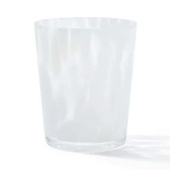 Patterned Tumbler with Abstract Design - White Glass
