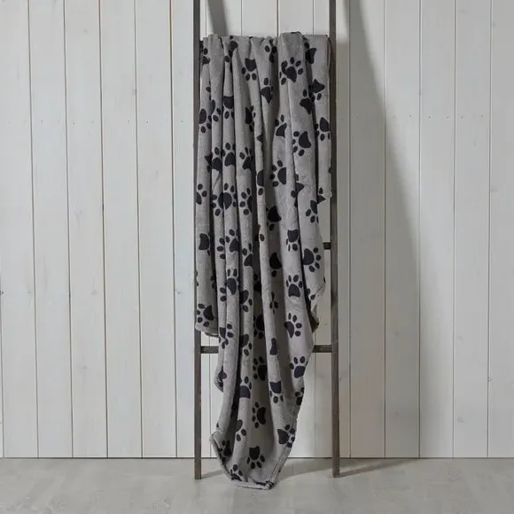 Paw Print Throw Blanket - Charcoal, Fleece image