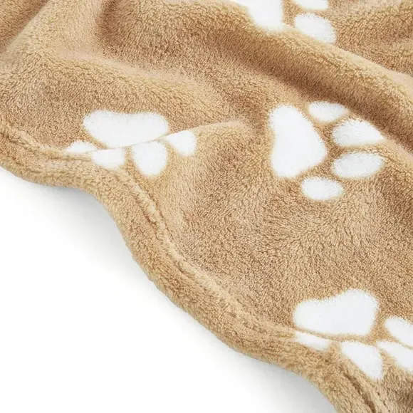 Paw Print Throw Blanket - Warm Sand, Polyester