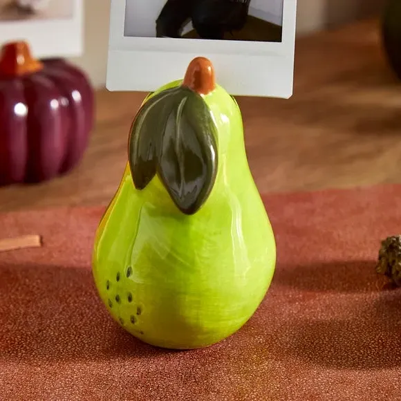 Pear Photo Holder - Green, Ceramic