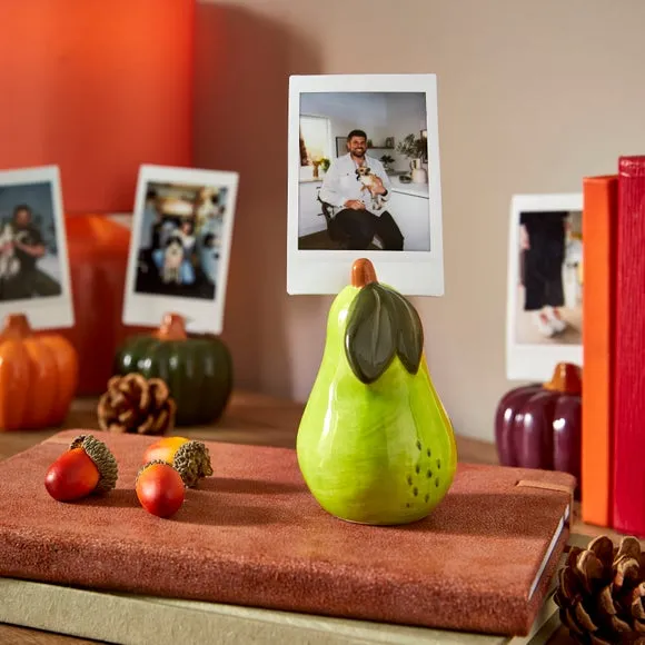 Pear Photo Holder - Green, Ceramic