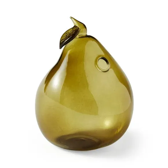 Pear-Shaped Bud Vase - Green, Hand Blown Glass