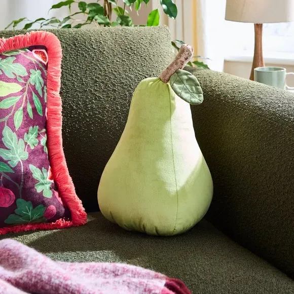 Pear Shaped Cushion - Green, Polyester
