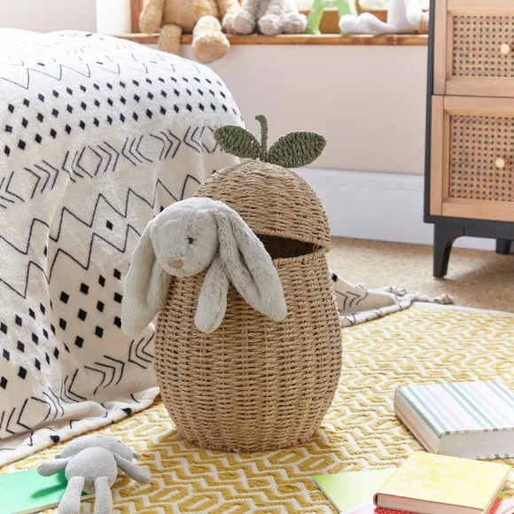 Pear-Shaped Storage Basket with Lid - Natural image
