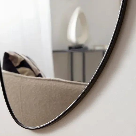 Pebble Abstract Wall Mirror - Black, Metal