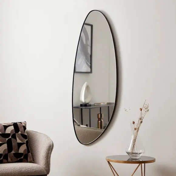 Pebble Abstract Wall Mirror - Black, Metal image
