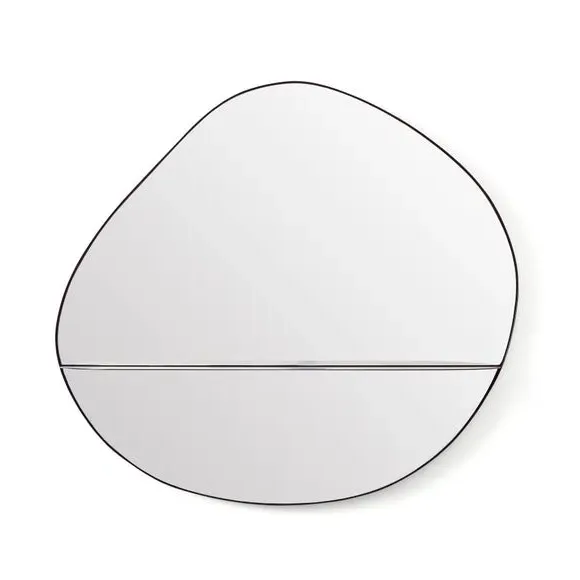 Pebble Wall Mirror with Shelf - Black, Metal