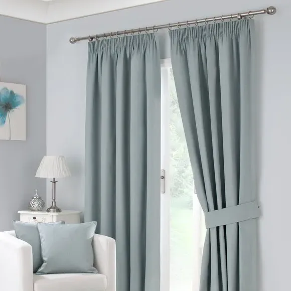 Pencil Pleat Blackout Curtains - Duck Egg, Fabric