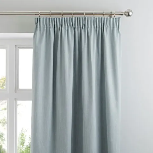 Pencil Pleat Blackout Curtains - Duck Egg, Fabric image