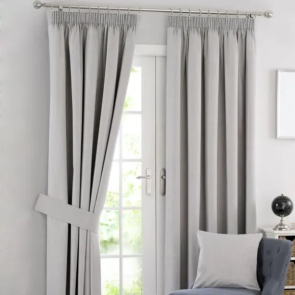 Pencil Pleat Blackout Curtains - Grey, Fabric