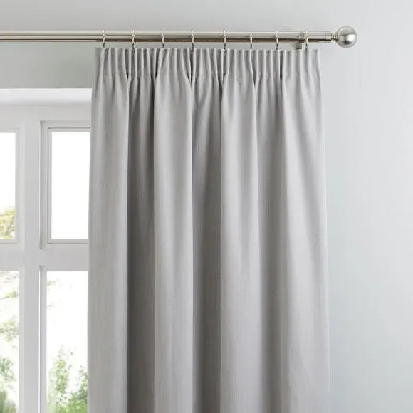 Pencil Pleat Blackout Curtains - Grey, Fabric