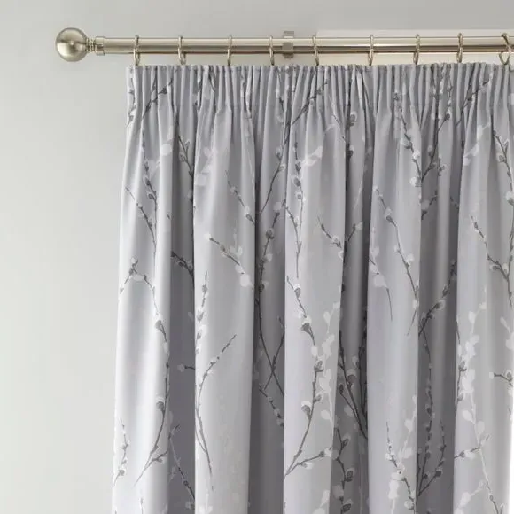 Pencil Pleat Blackout Curtains - Grey, Polycotton image