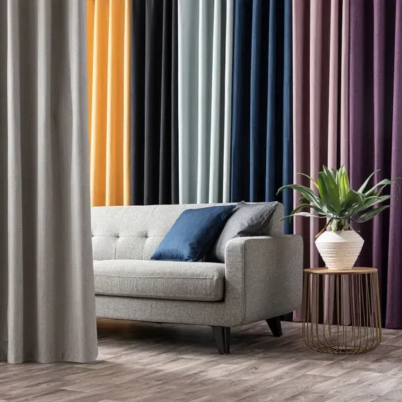 Pencil Pleat Blackout Curtains - Navy, Fabric