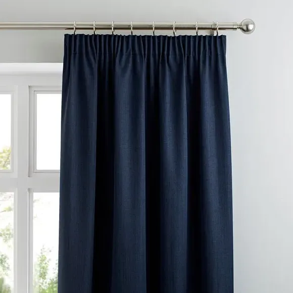 Pencil Pleat Blackout Curtains - Navy, Fabric