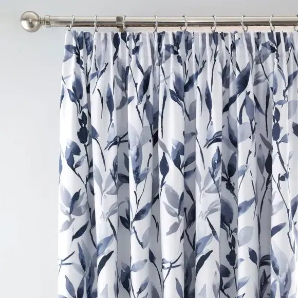 Pencil Pleat Blackout Curtains - Navy, Polycotton image
