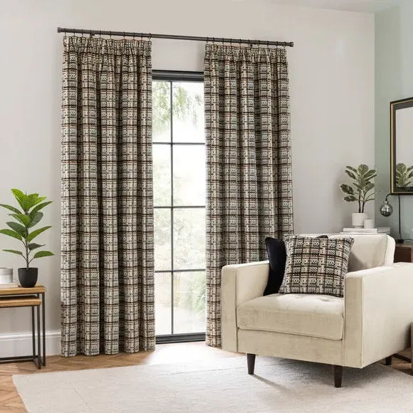Pencil Pleat Curtains Cut Velvet - Butterscotch