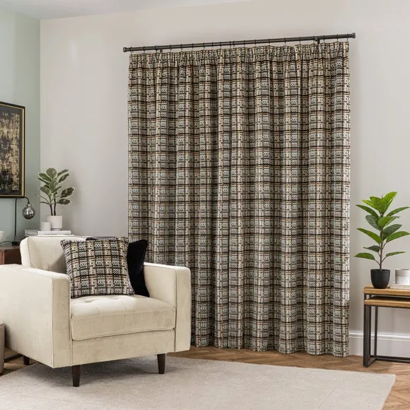 Pencil Pleat Curtains Cut Velvet - Butterscotch