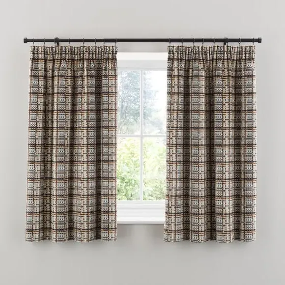Pencil Pleat Curtains Cut Velvet - Butterscotch