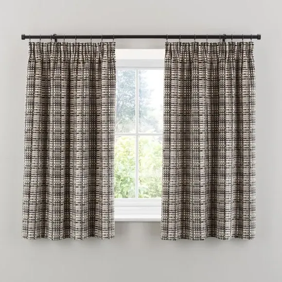 Pencil Pleat Curtains Cut Velvet - Monochrome