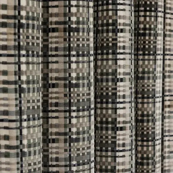 Pencil Pleat Curtains Cut Velvet - Monochrome