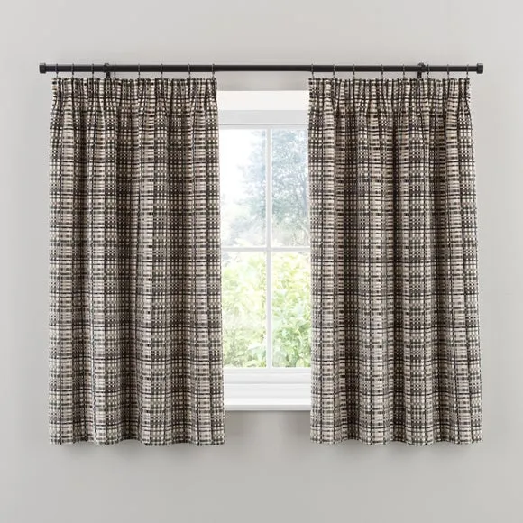 Pencil Pleat Curtains Cut Velvet - Monochrome