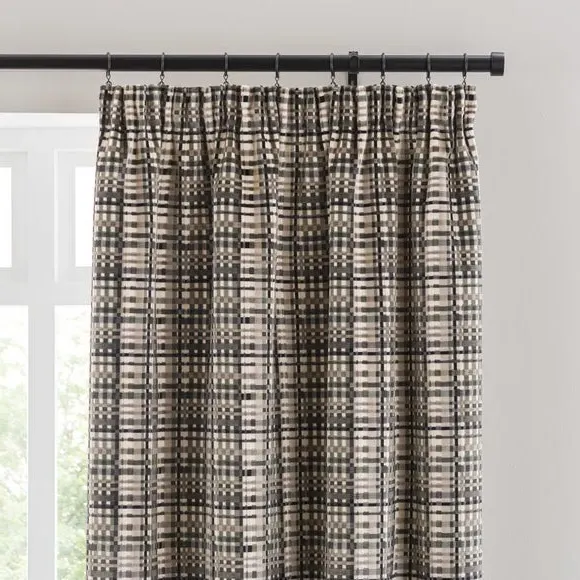 Pencil Pleat Curtains Cut Velvet - Monochrome