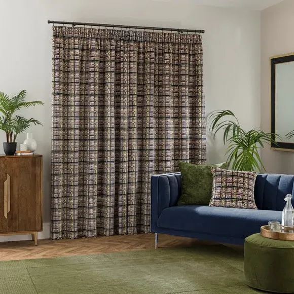Pencil Pleat Curtains Cut Velvet - Purple