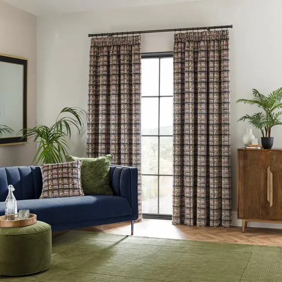 Pencil Pleat Curtains Cut Velvet - Purple