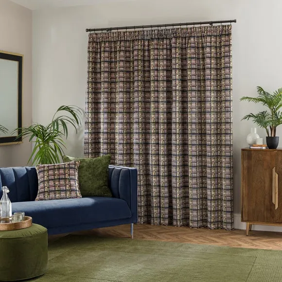 Pencil Pleat Curtains Cut Velvet - Purple