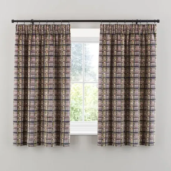 Pencil Pleat Curtains Cut Velvet - Purple
