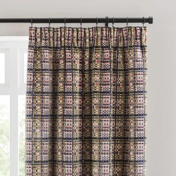 Pencil Pleat Curtains Cut Velvet - Purple